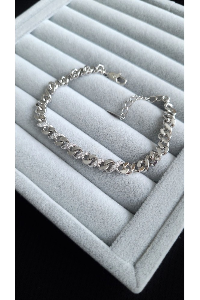 VIP Silver taşlı zincir bileklik