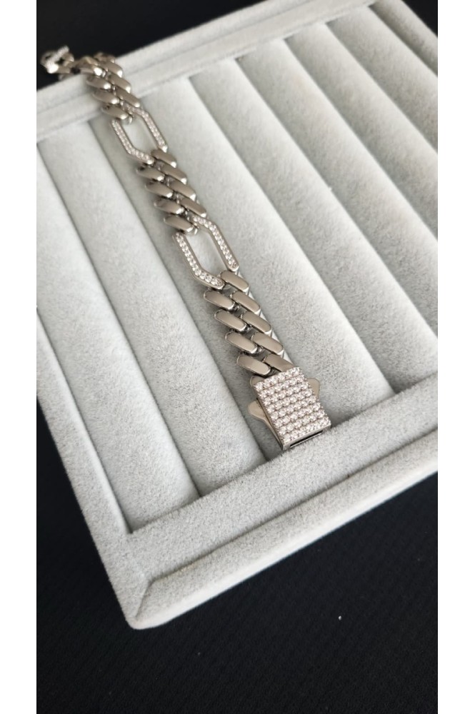 VIP Taş detaylı silver gurmet bileklik