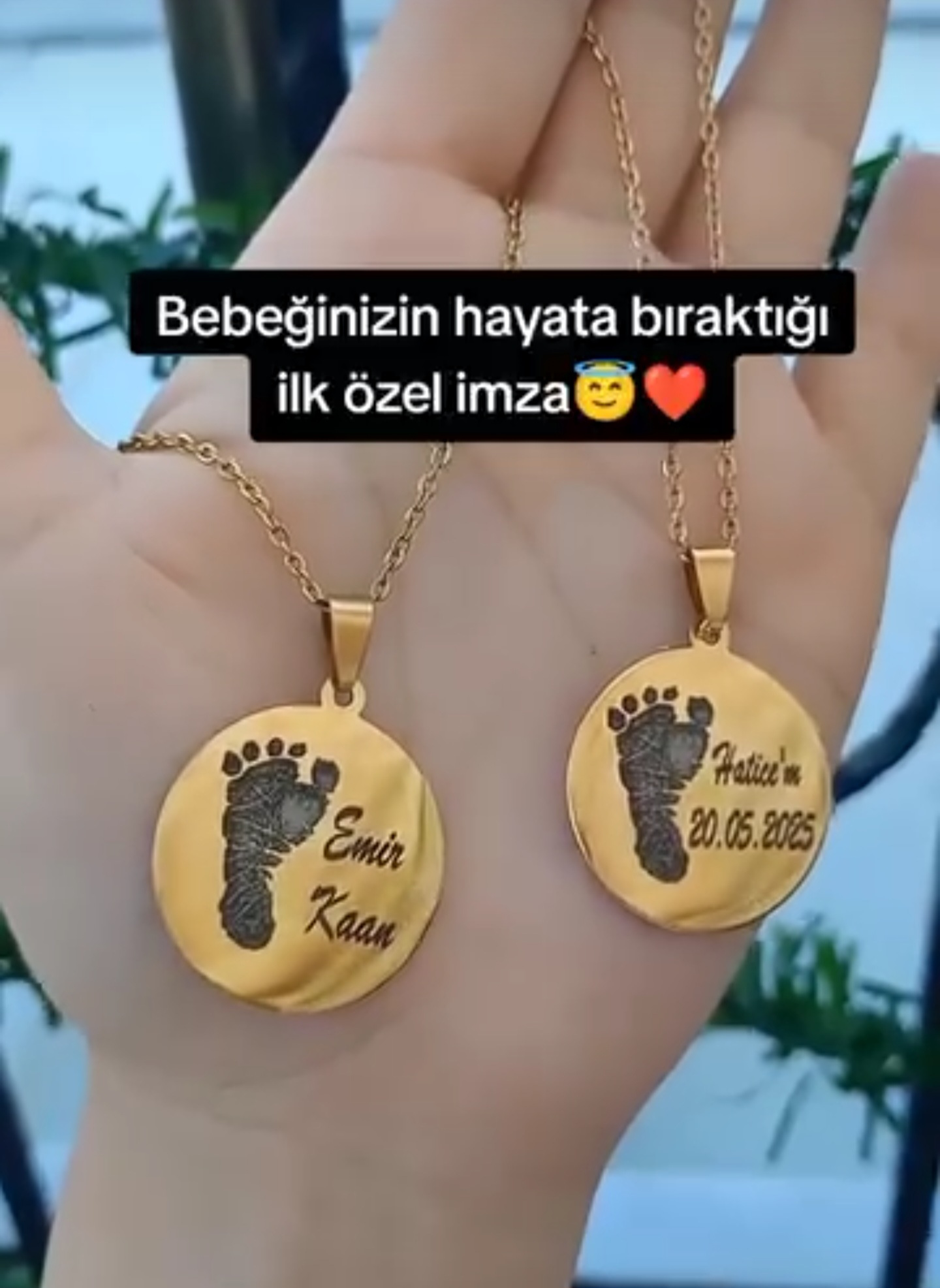Çelik Kişiye Özel Ayak İzi Kolye